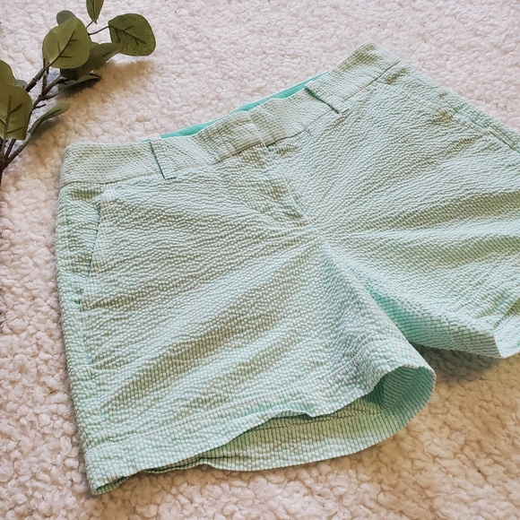 J. Crew Mint Green & White Seersucker Shorts - Picture 2 of 7